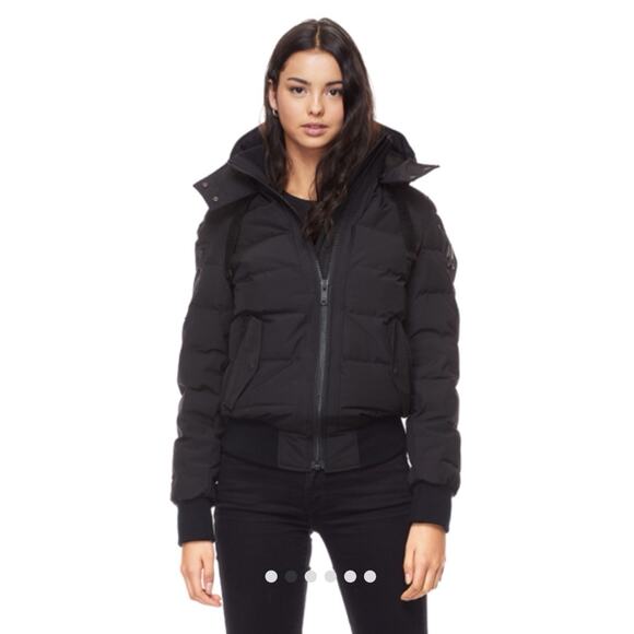 NWT Moose Knuckles Black Hoodie ROCHER BOMBER Jacket Coat Small